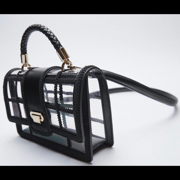 Zara Vinyl Lace Trim Crossed Body Bag 6405/710 - Picture 2 of 4